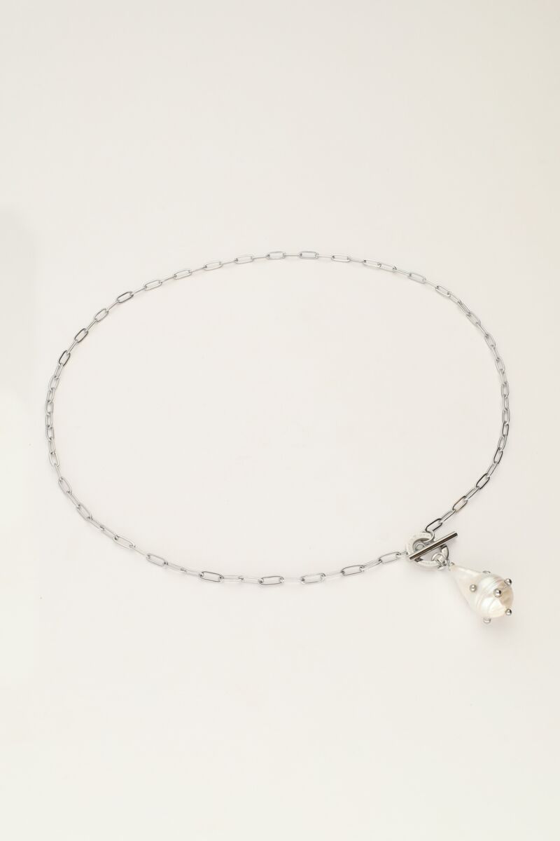 Link chain with pearl with studs | My Jewellery