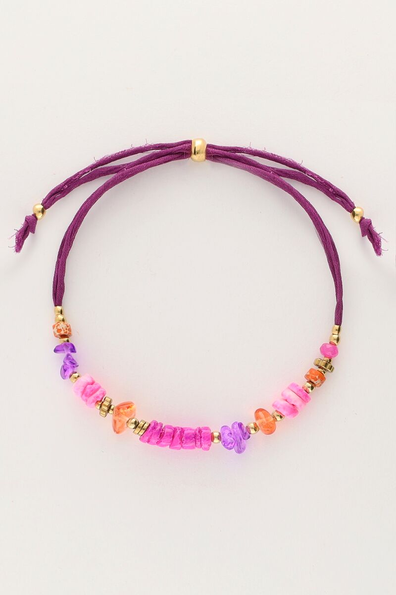 Art purple cord bracelet with pink beads | My Jewellery