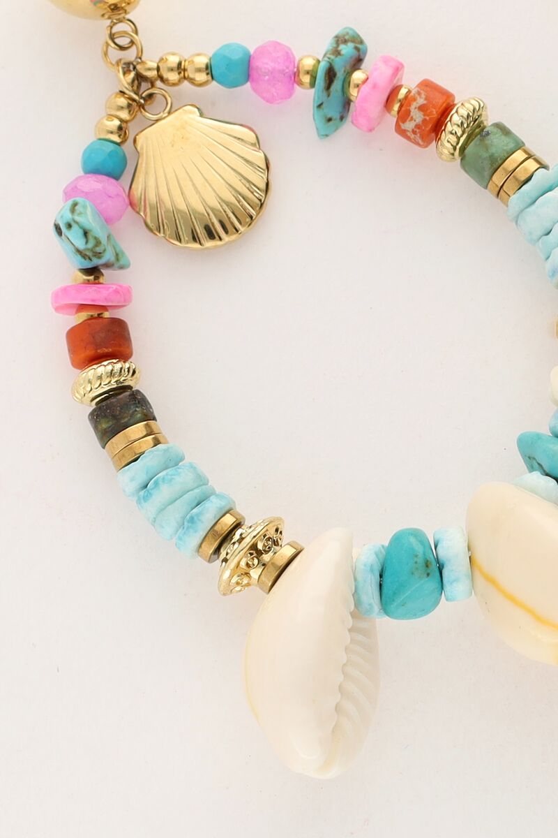 Art earrings with blue beads and seashells | My Jewellery