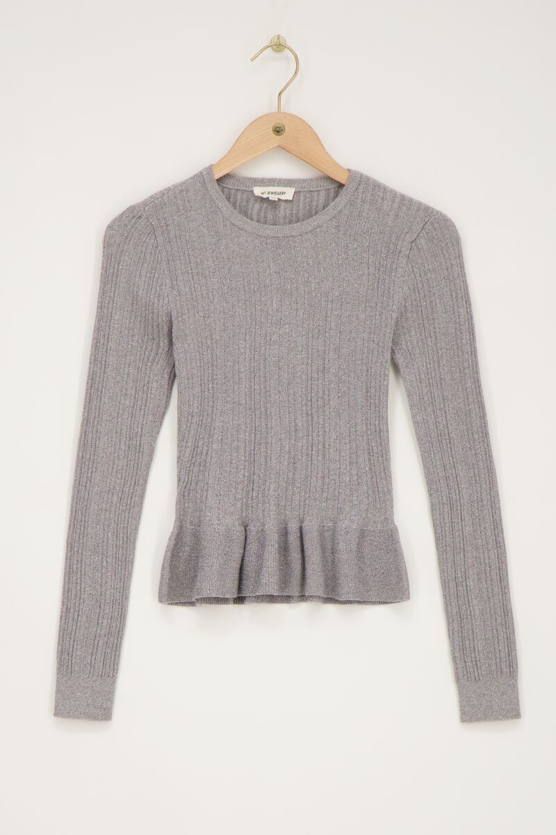 Silver peplum top with lurex | My Jewellery