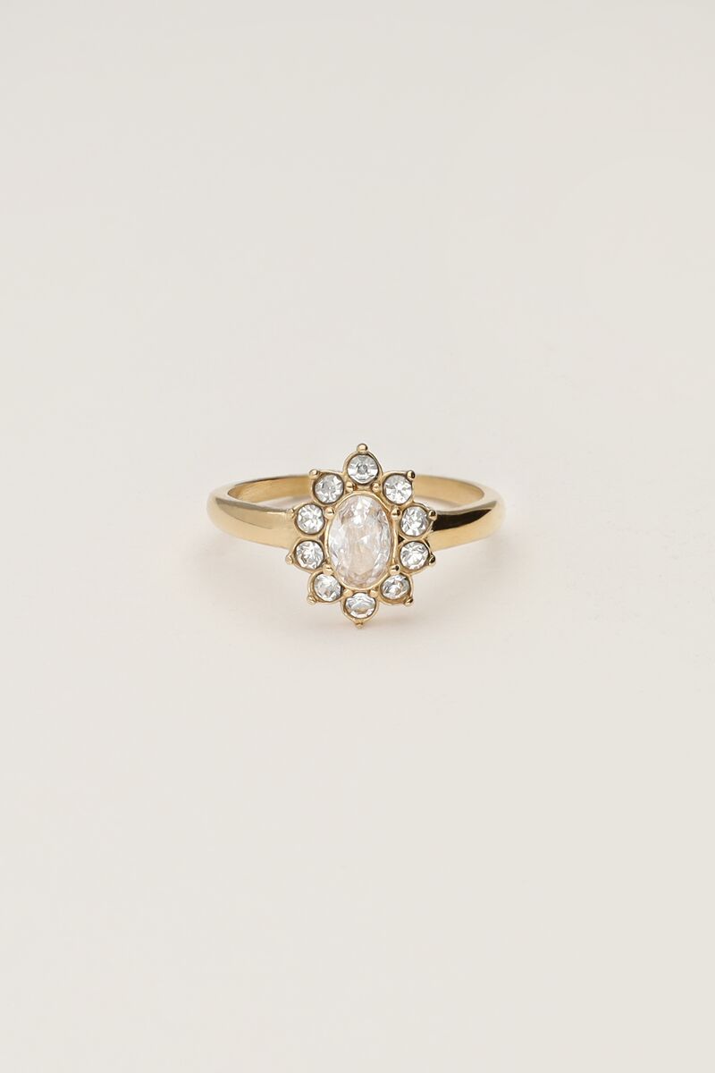 Vintage ring met transparante strass