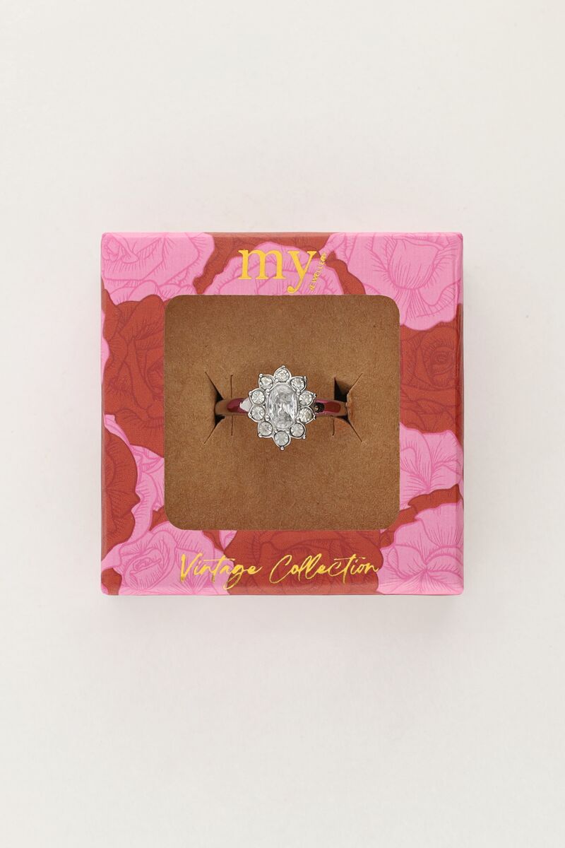 Vintage ring with transparent rhinestones | My Jewellery