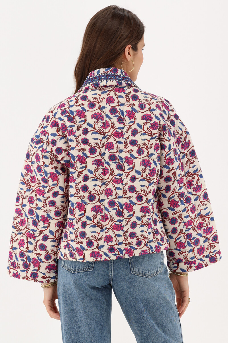 White kimono jacket with floral print | My Jewellery