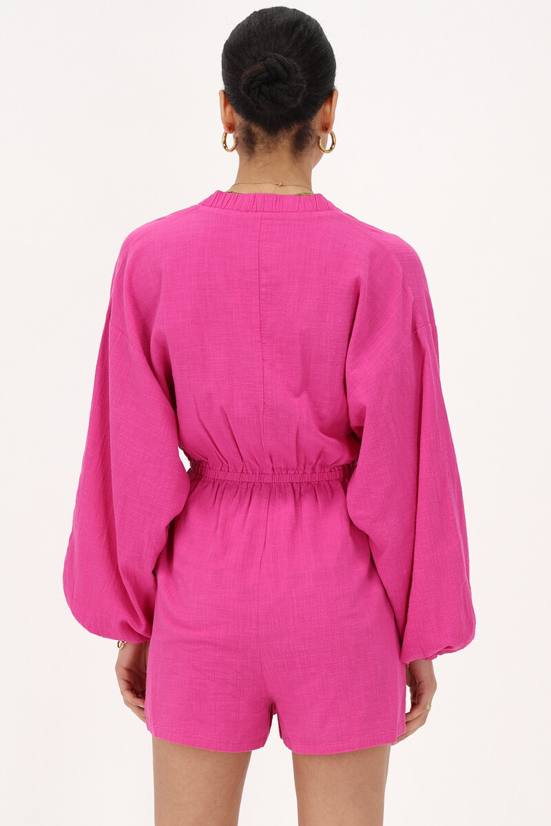 Pink linen look playsuit | My Jewellery