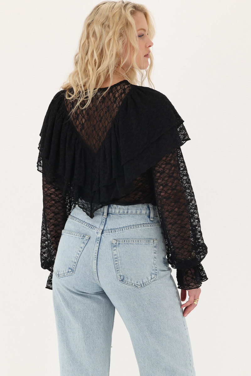 Black lace top with ruffles | My Jewellery