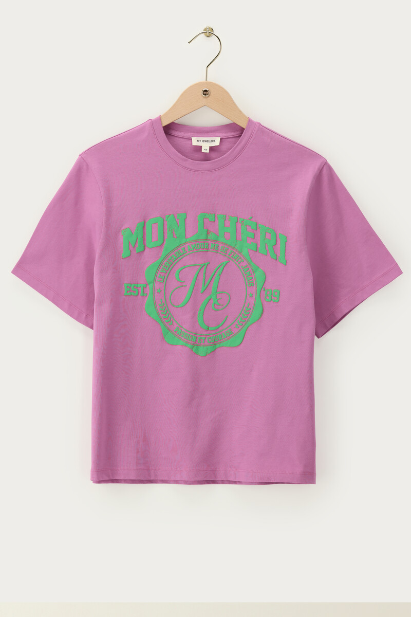 My jewellery Roze T-shirt 'Mon Chéri'
