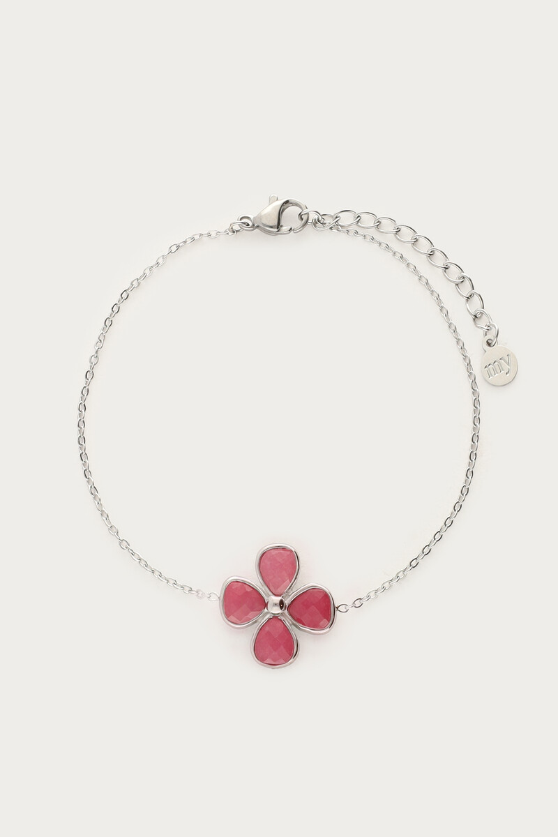 Botanical armband met roze klaver