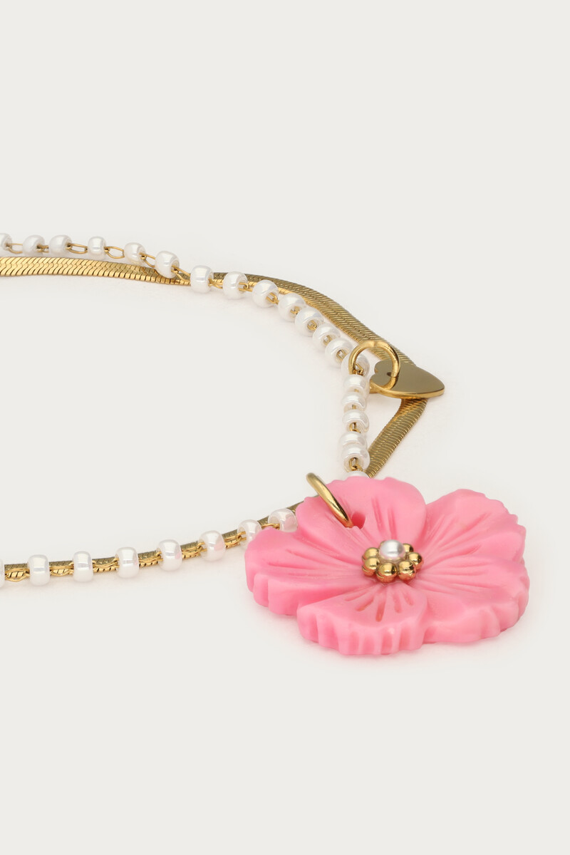 Botanical double bracelet with pink flower | My Jewellery