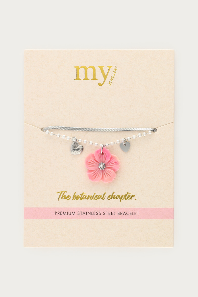 Botanical double bracelet with pink flower | My Jewellery