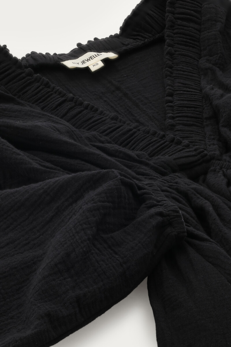 Black long sleeve muslin dress | My Jewellery