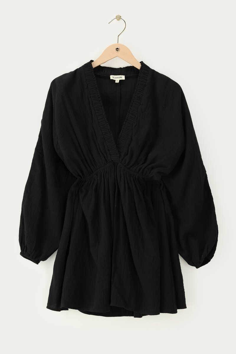 Black long sleeve muslin dress | My Jewellery