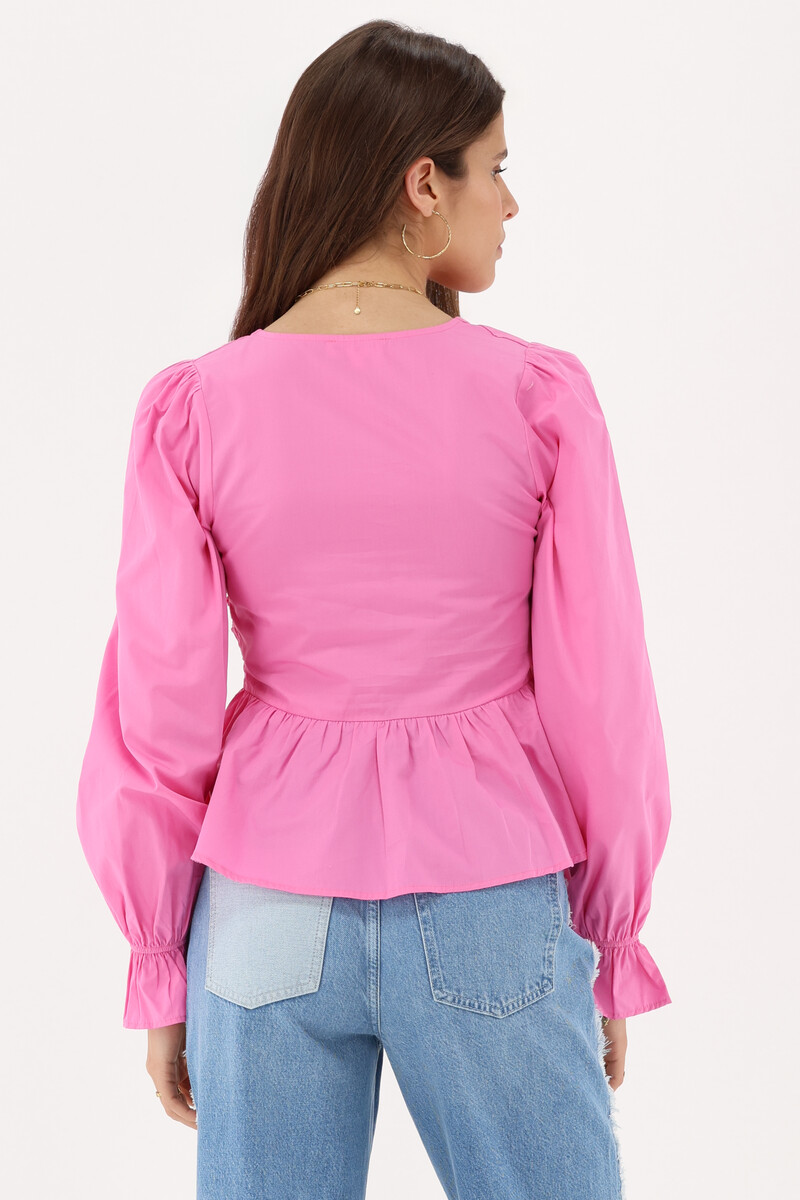 Pink top with bows & peplum | My Jewellery