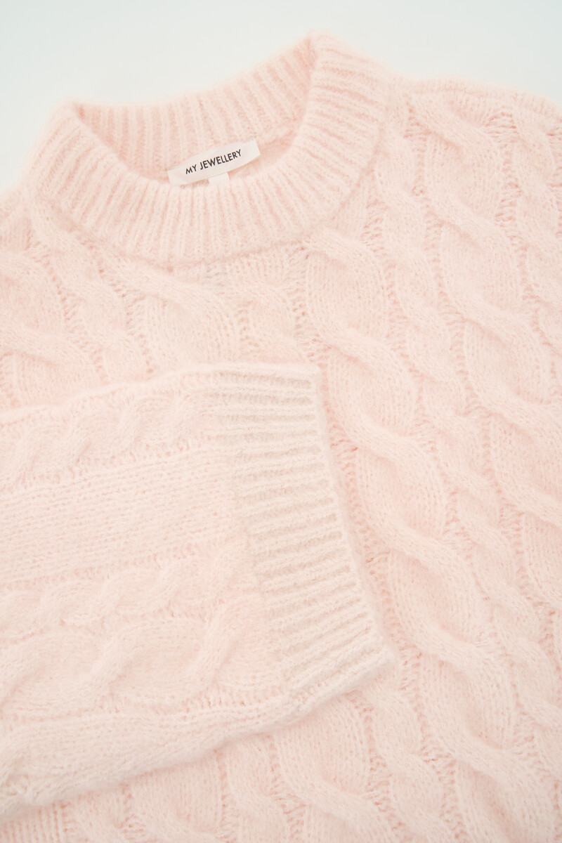 Pink oversized cable sweater | My Jewellery