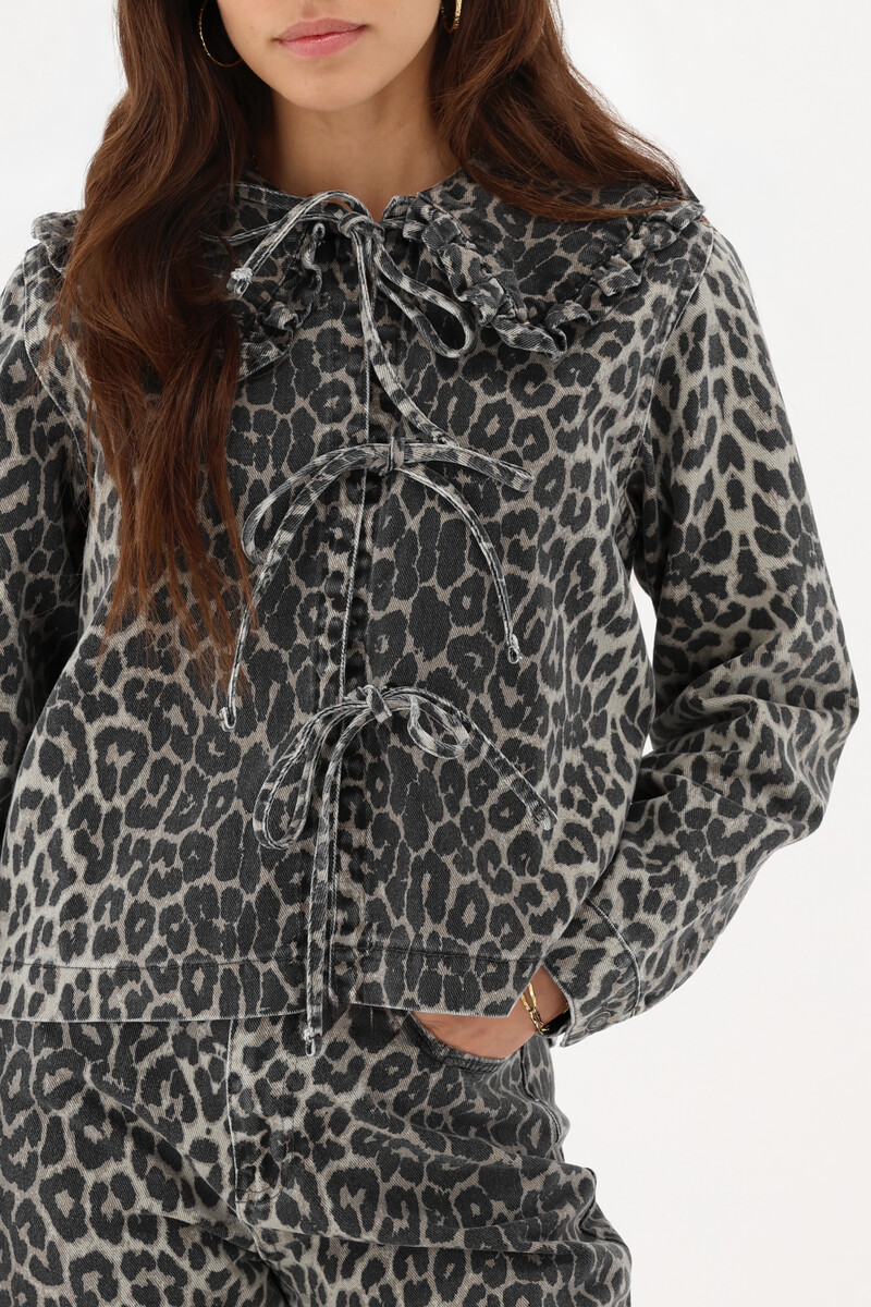 Panther print denim top with bows | My Jewellery