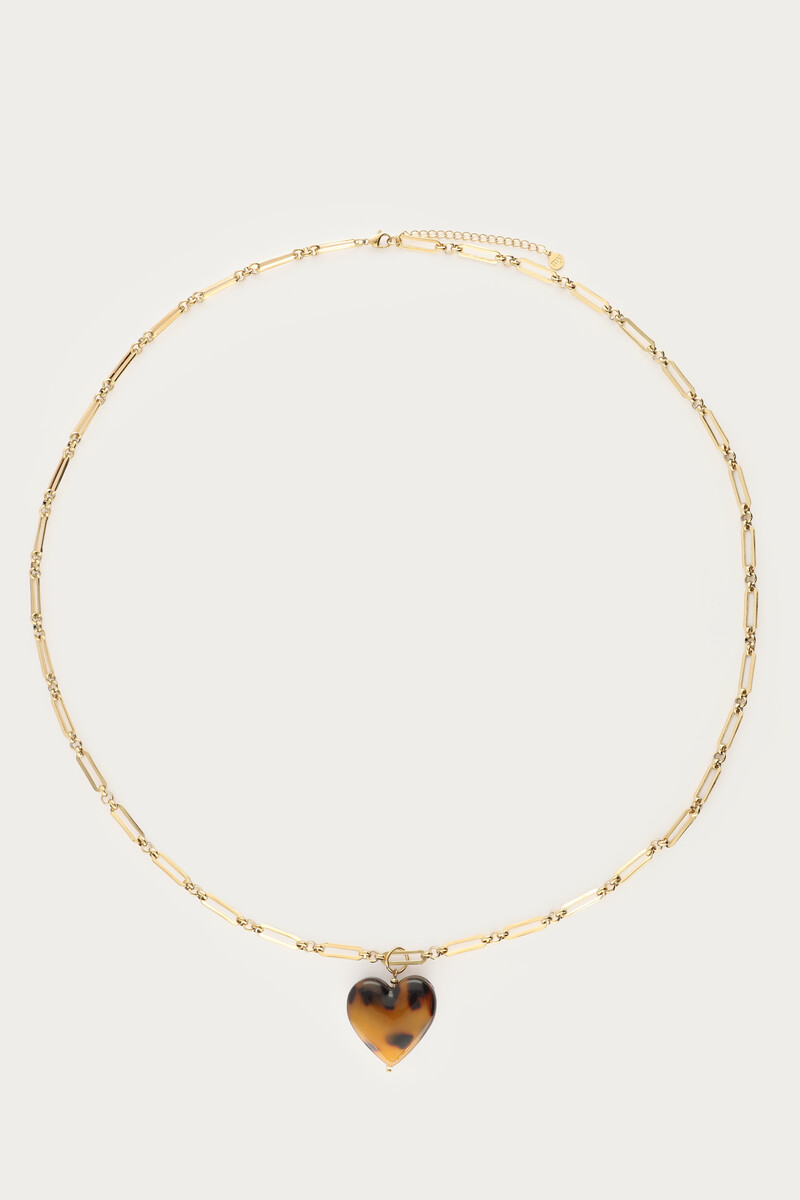 Long necklace with leopard print heart | My Jewellery