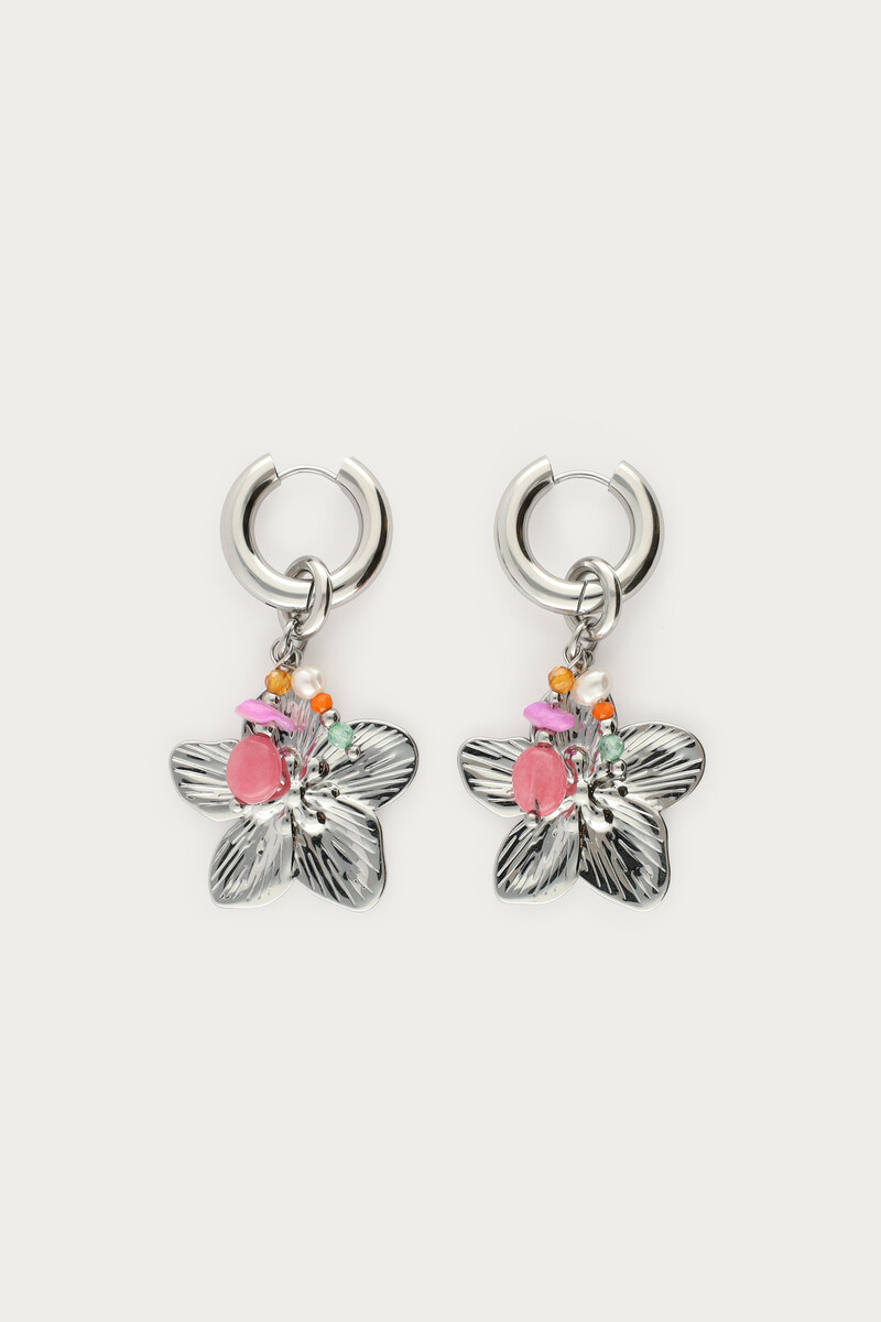 Statement  hoop earrings with flowers and beads | My Jewellery