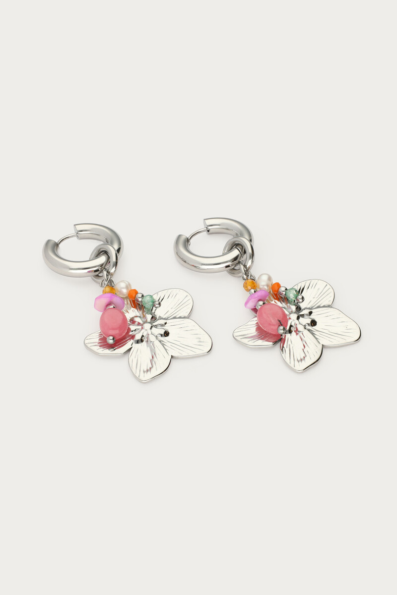 Statement hoop earrings with flowers and beads | My Jewellery