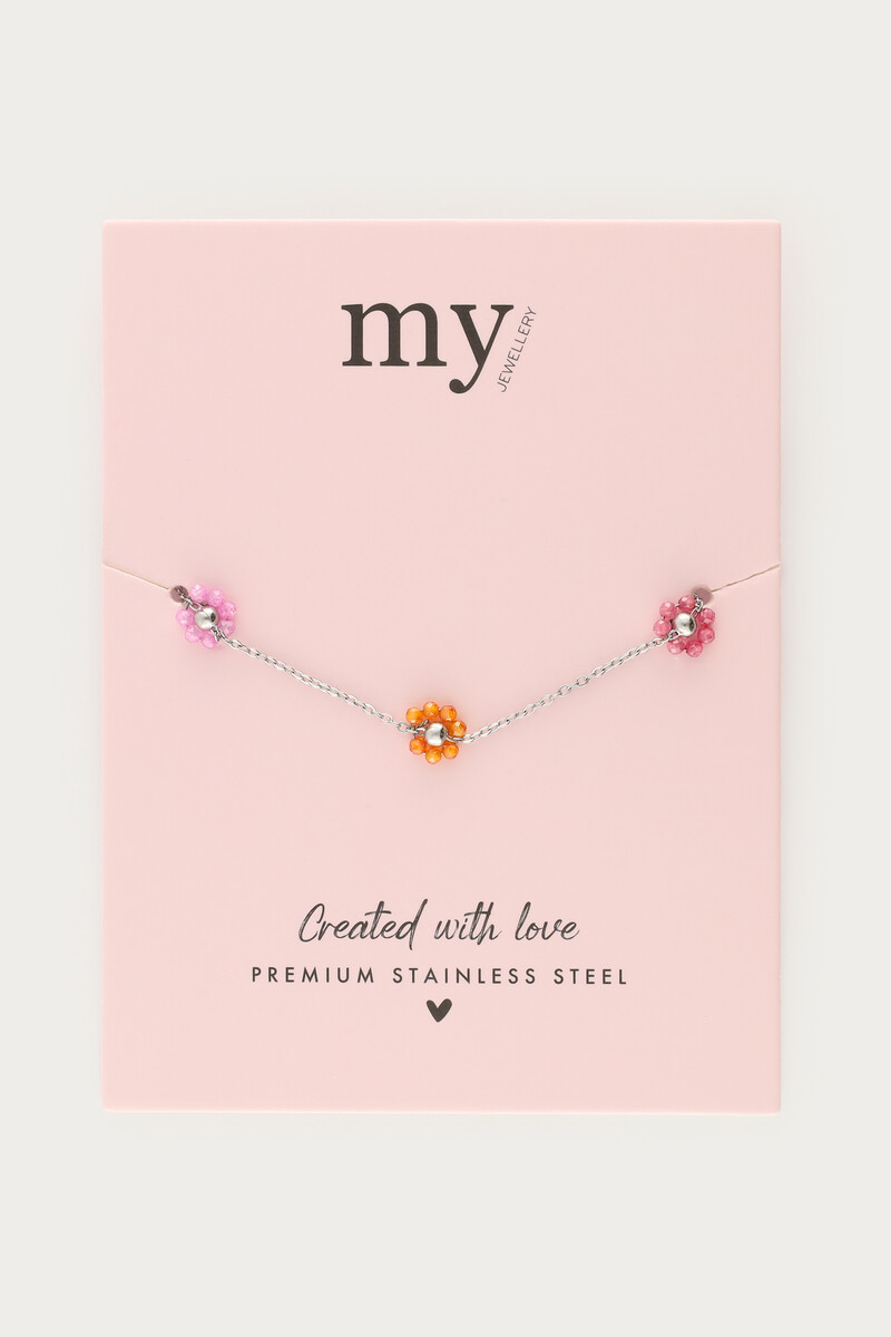 Minimalist bracelet with multicoloured floral beads | My Jewellery