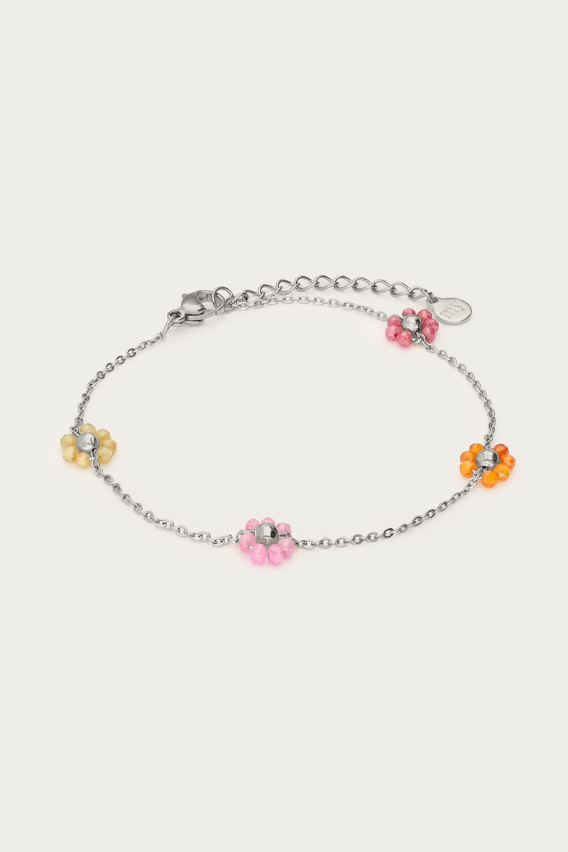 Minimalist bracelet with multicoloured floral beads | My Jewellery