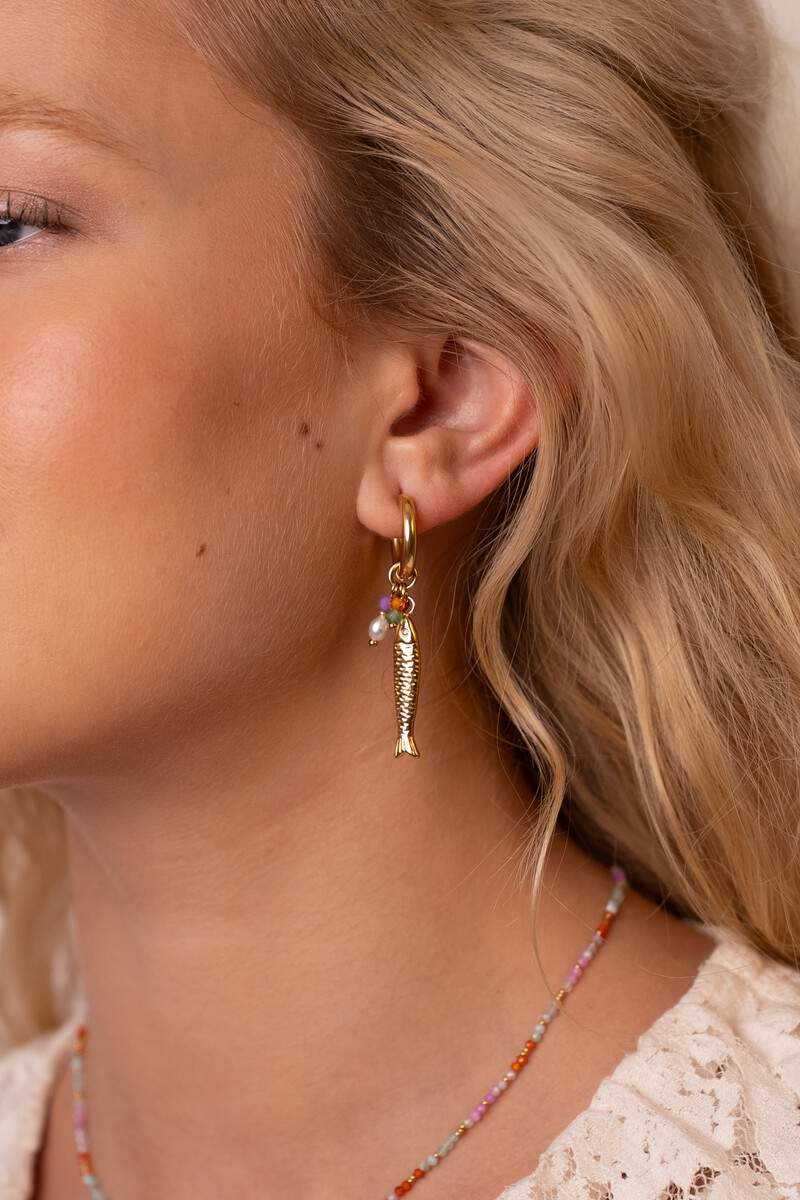 Drop earrings with fish charm | My Jewellery