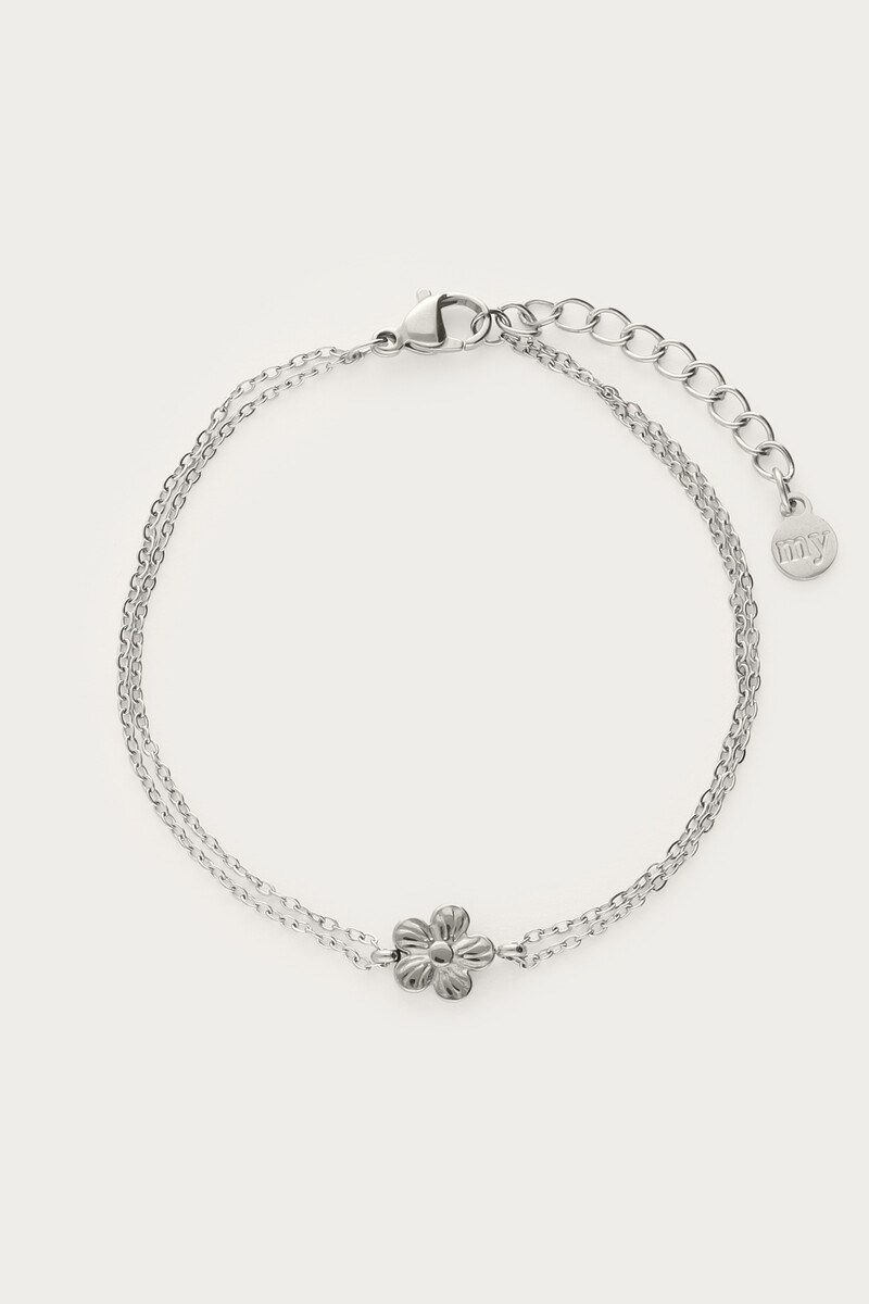 Bracelet with double chain & flower