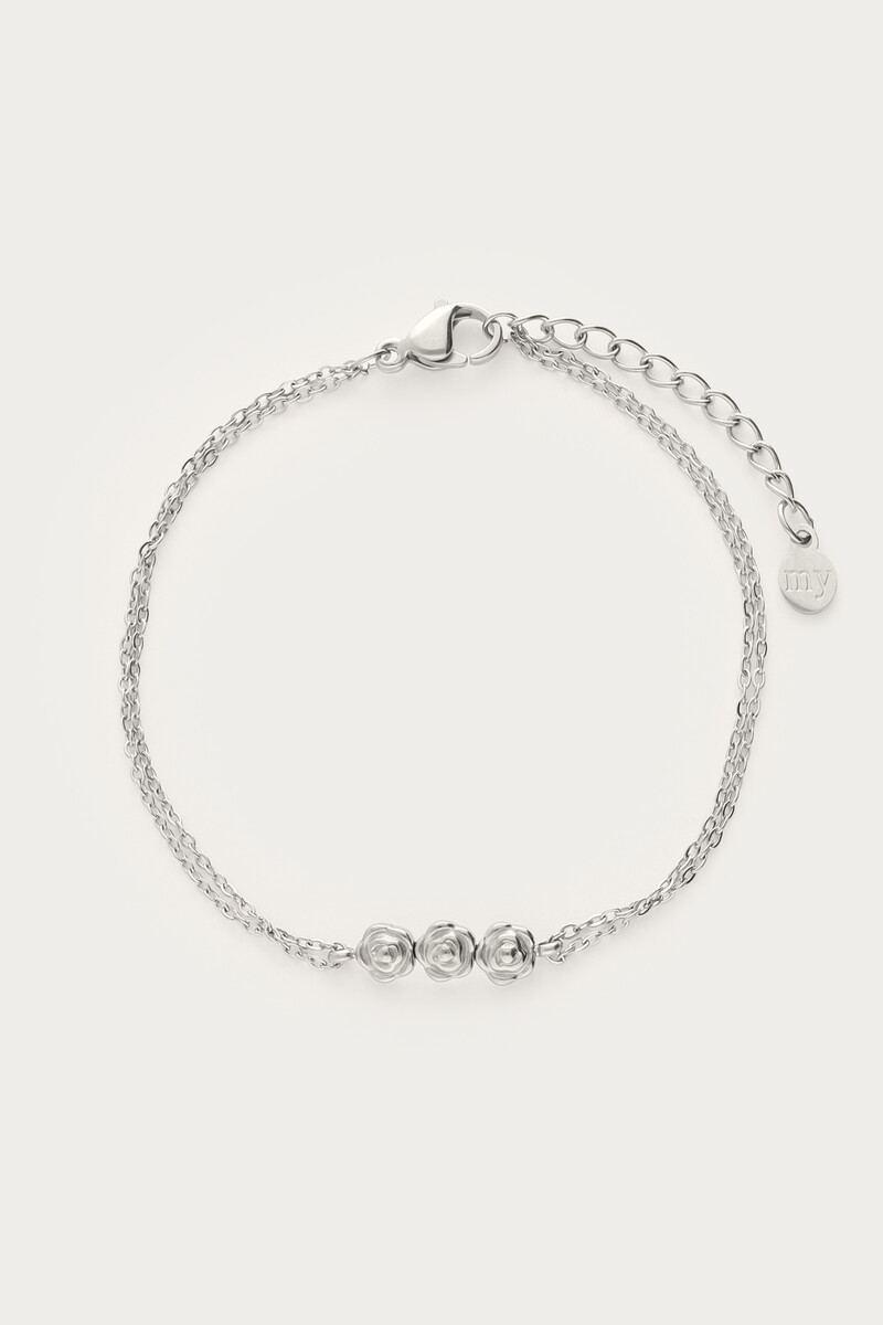 Armband met dubbele ketting & drie rozen