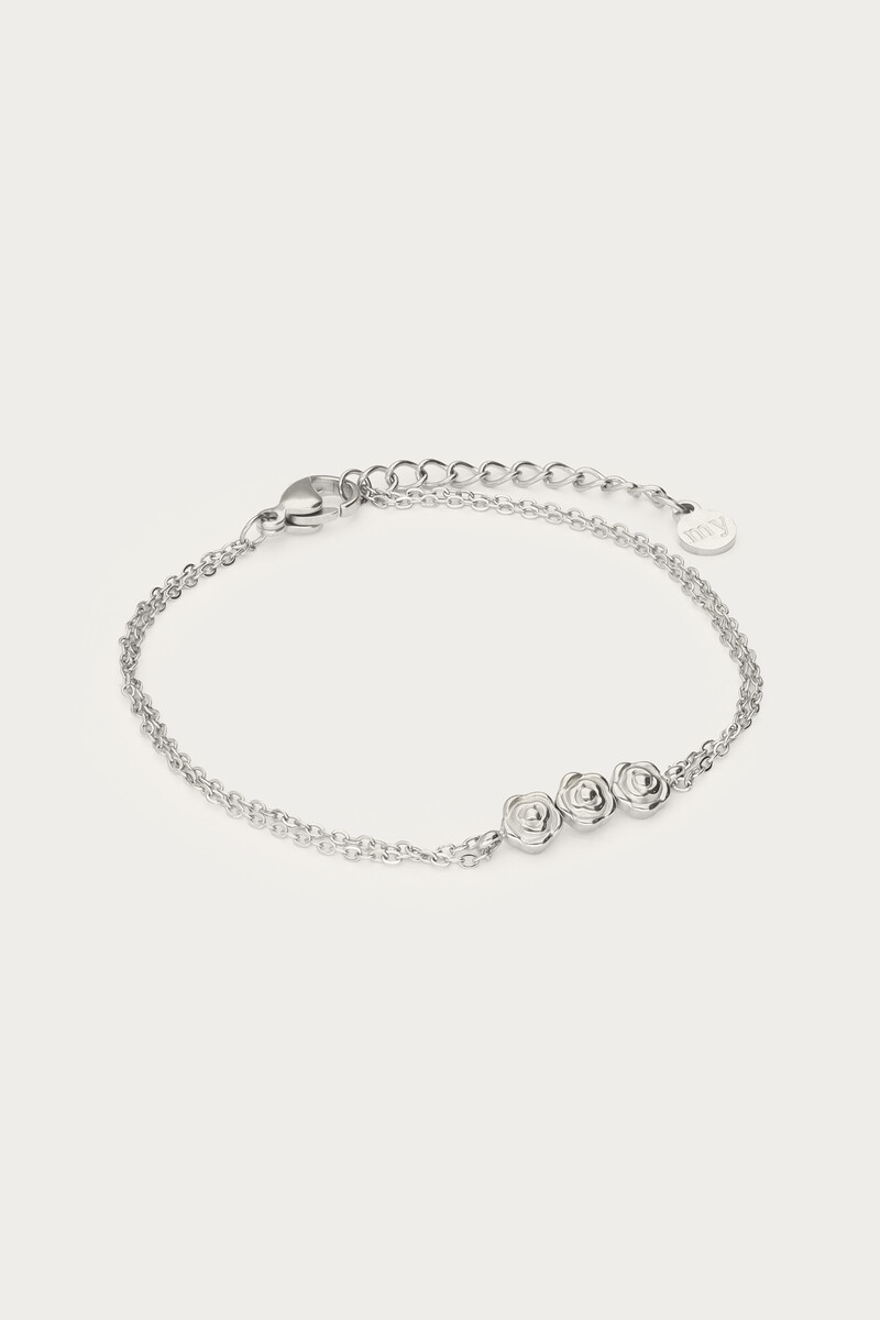 Armband met dubbele ketting & drie rozen