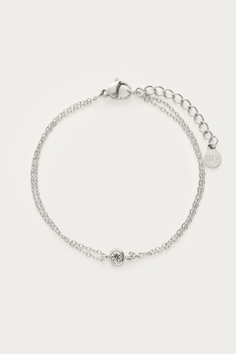 Bracelet with double chain & rhinestone | My Jewellery