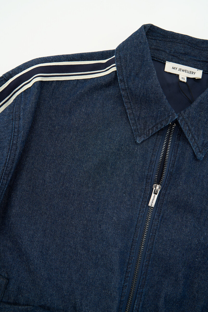 Dark blue denim jacket in sporty look | My Jewellery