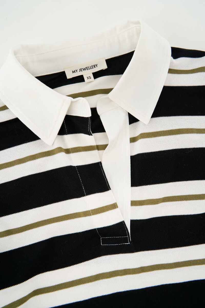 Black-green striped polo with long sleeves | My Jewellery