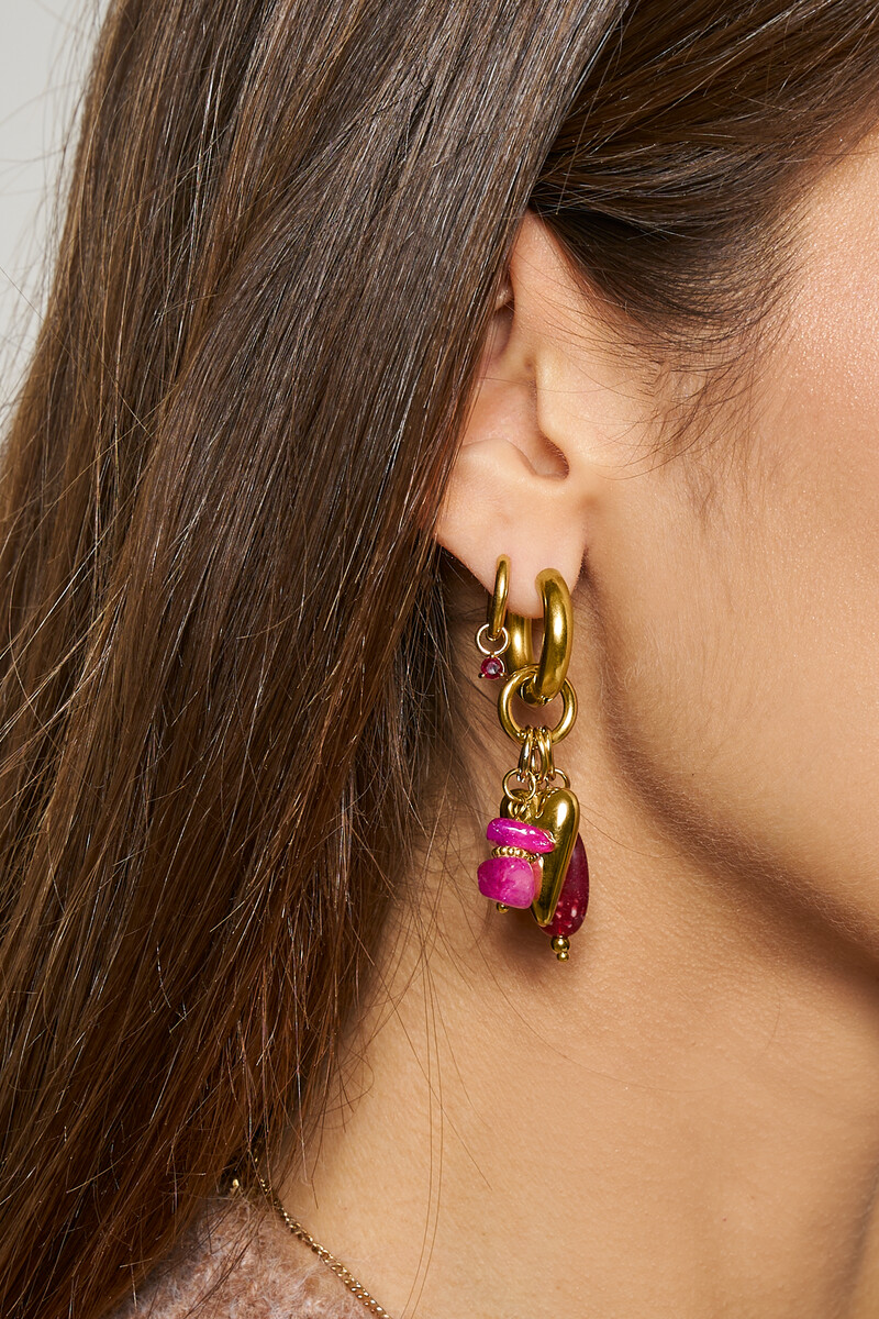Statement hoop earrings with red pink beads | My Jewellery