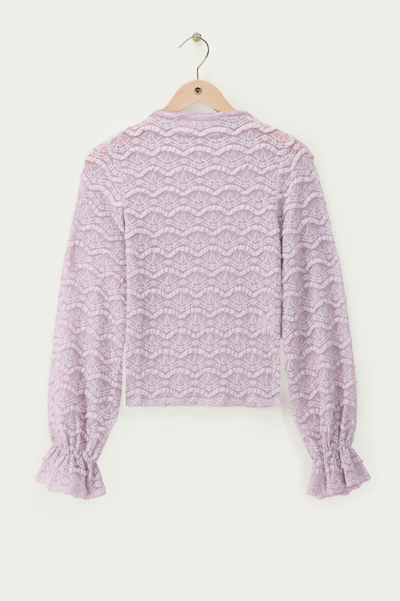 Lilac lace top with trumpet sleeves | My jewellery