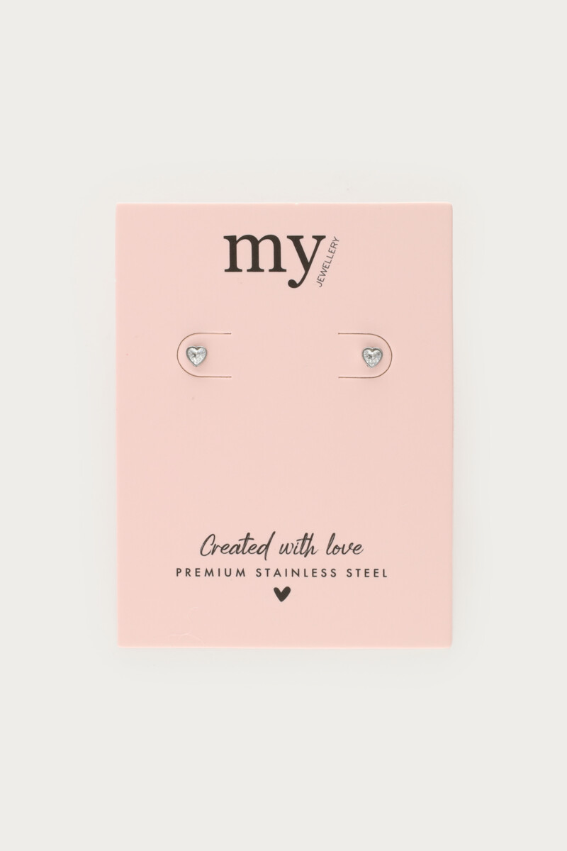 Studs with transparent rhinestone heart | My Jewellery