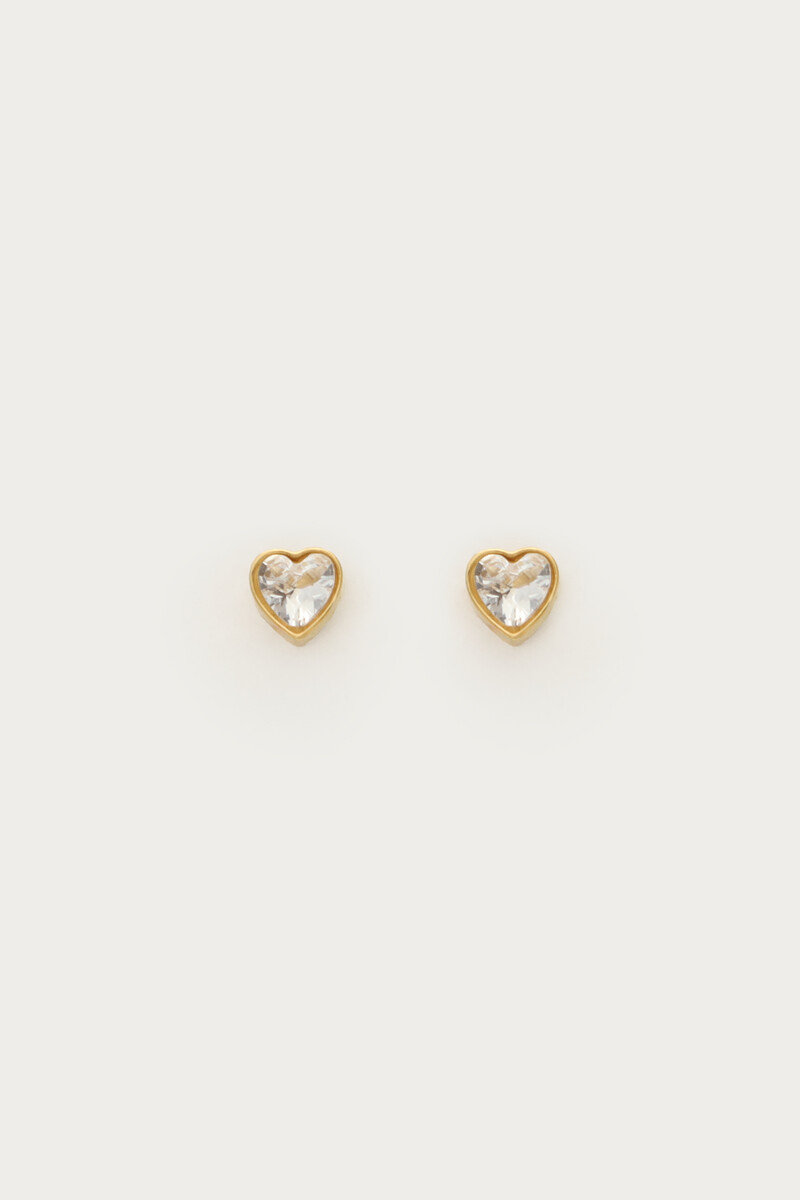 Studs with transparent rhinestone heart | My Jewellery