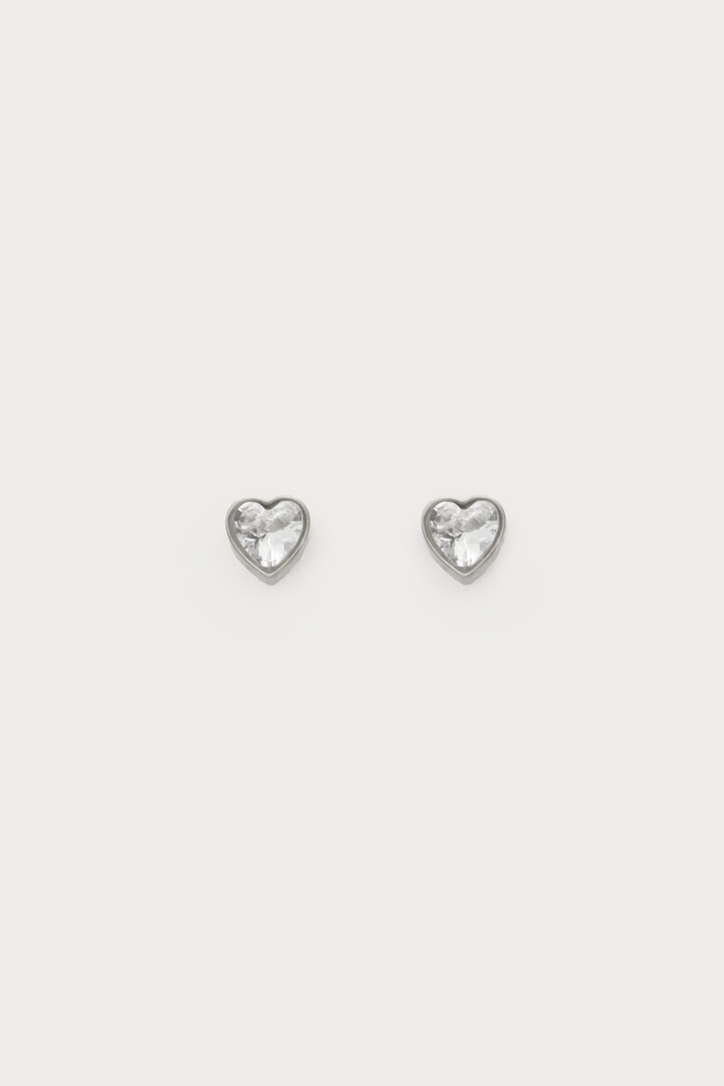 Studs with transparent rhinestone heart