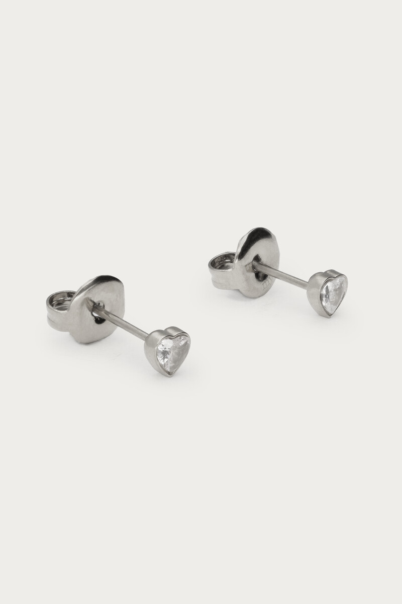 Studs with transparent rhinestone heart | My Jewellery