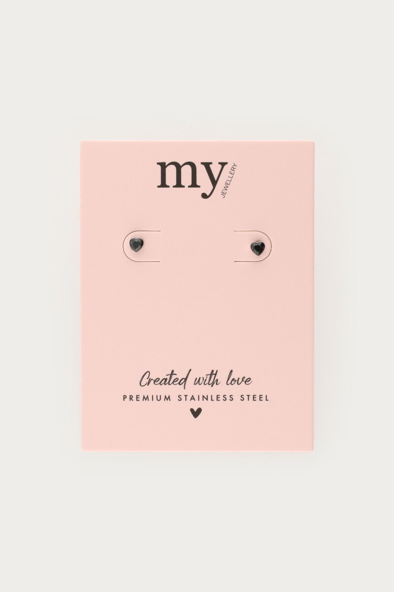 Studs with black rhinestone heart | My Jewellery