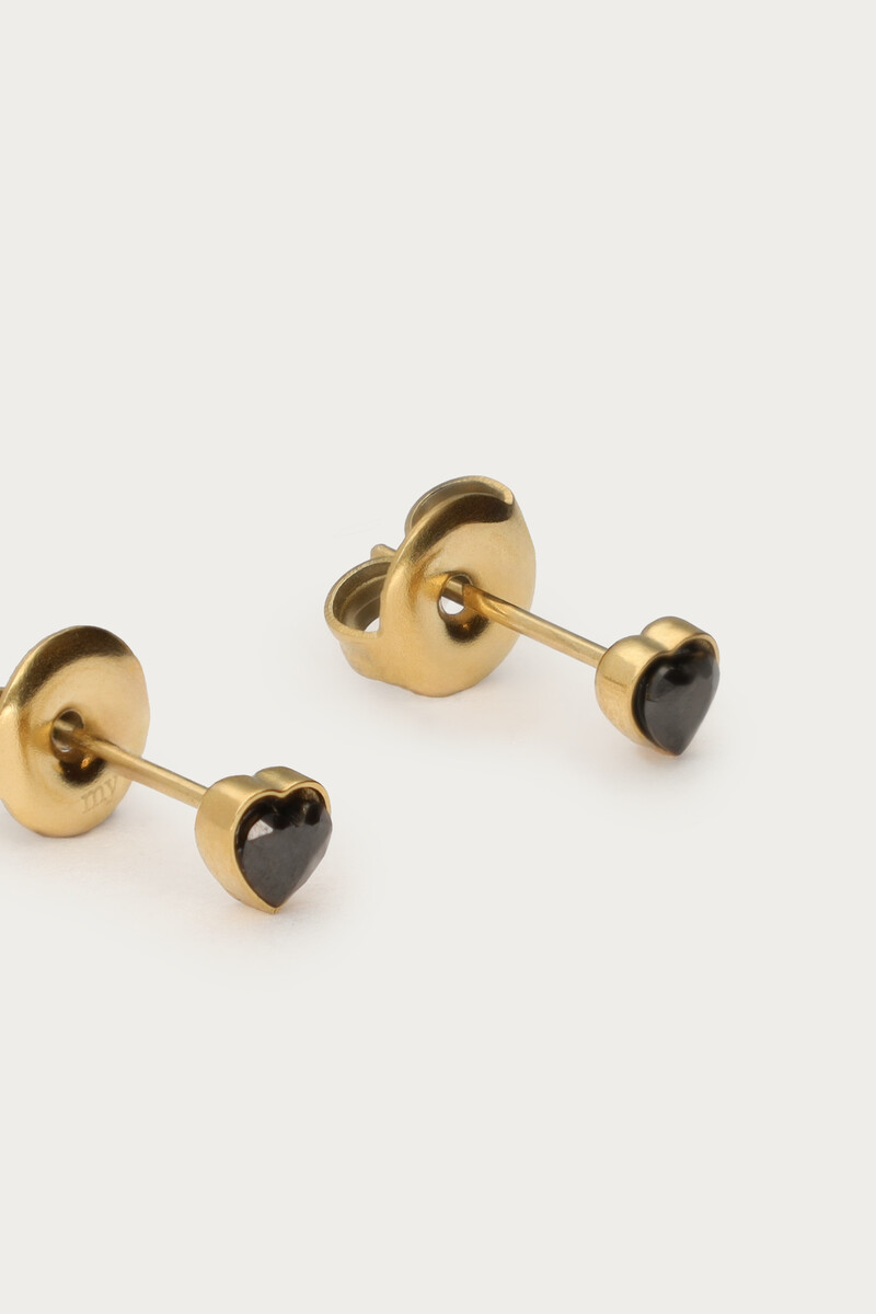Studs with black rhinestone heart | My Jewellery