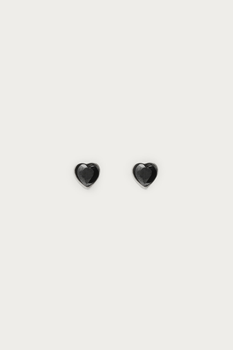 Studs with black rhinestone heart | My Jewellery