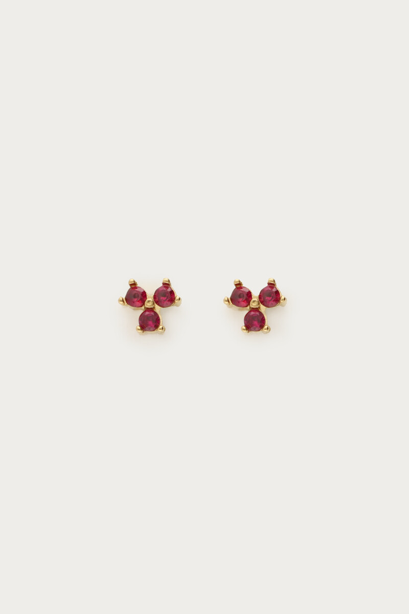 Studs with pink triple rhinestones | My Jewellery