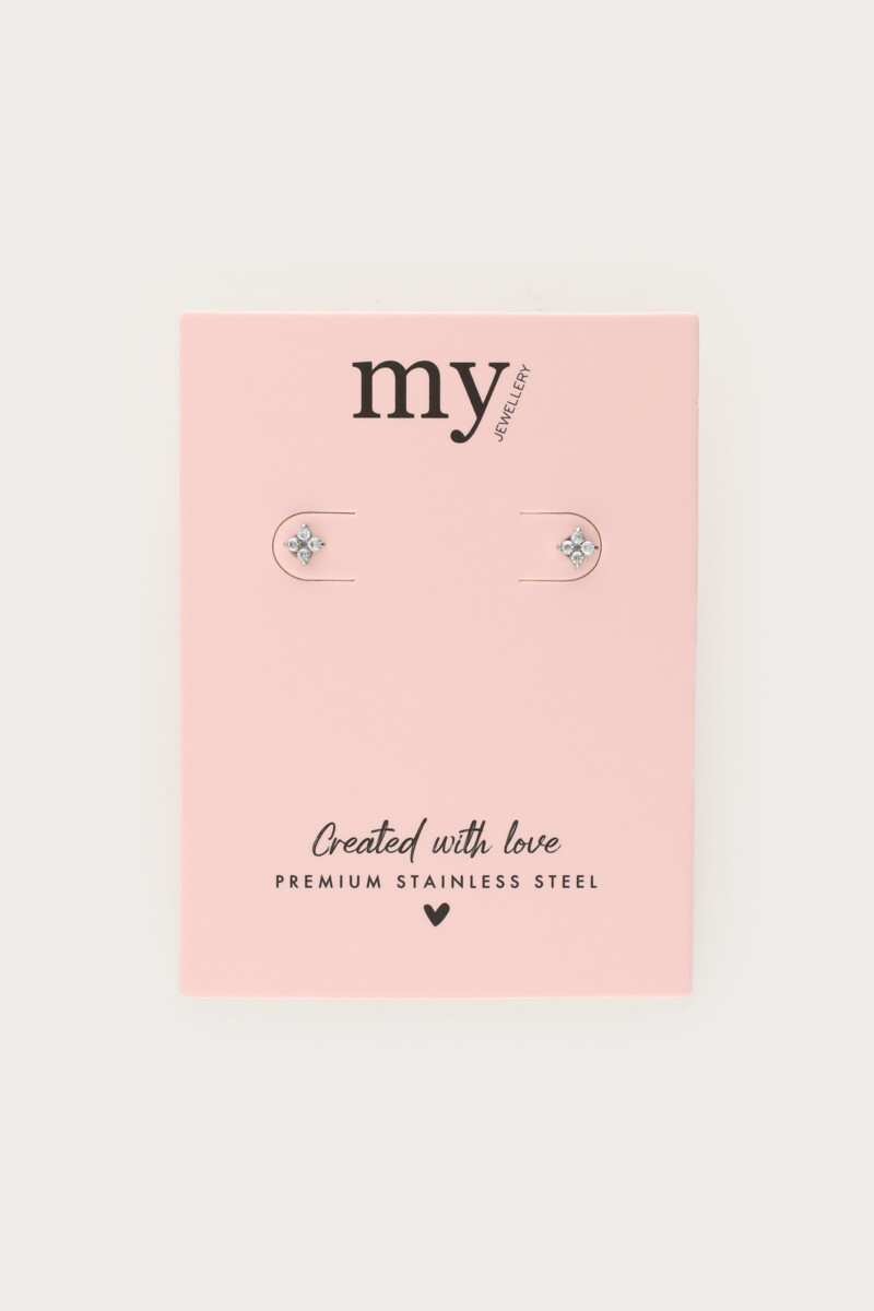 Studs clover with transparent rhinestones | My Jewellery