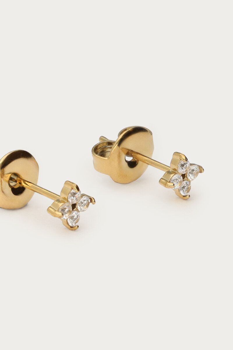 Studs clover with transparent rhinestones | My Jewellery