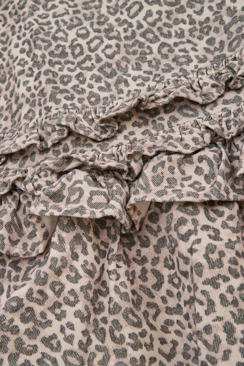 Grey leopard print dress with ruffles | My Jewellery