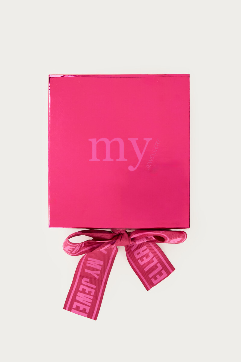 Roze metallic giftbox deluxe met strik