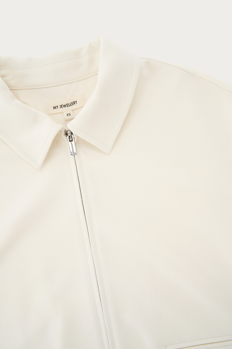 White cropped jacket with zipper | My Jewellery