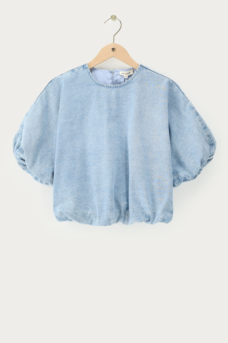 Blue denim top in balloon look | My Jewellery