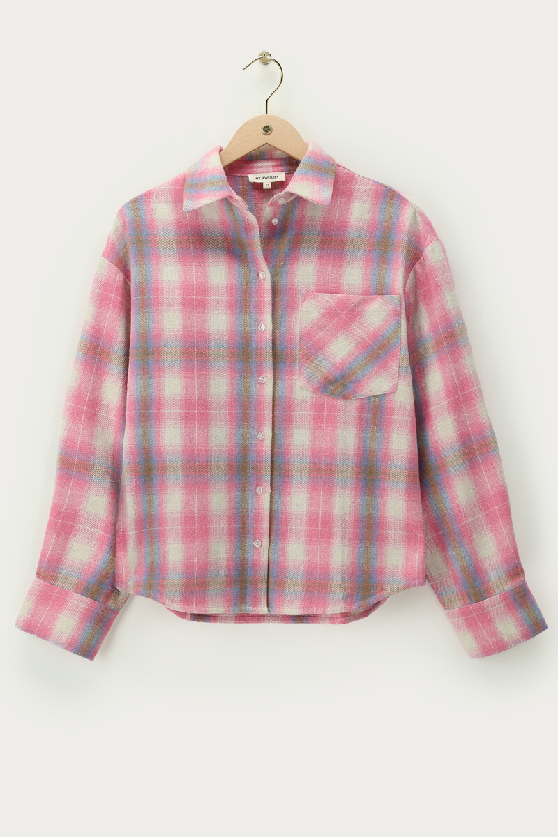 Pink plaid flannel blouse | My Jewellery