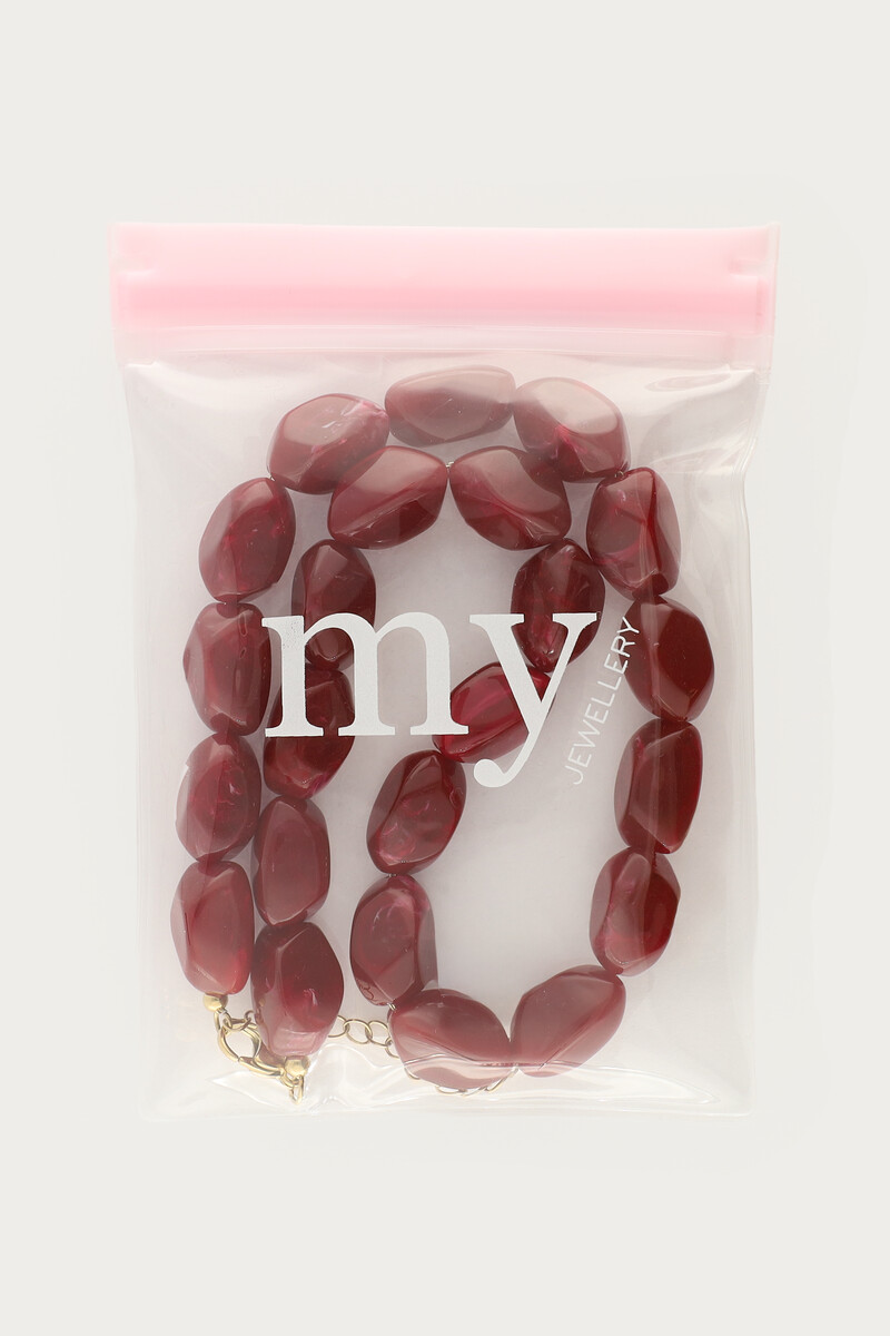 Burgundy statement necklace with oval beads | My Jewellery