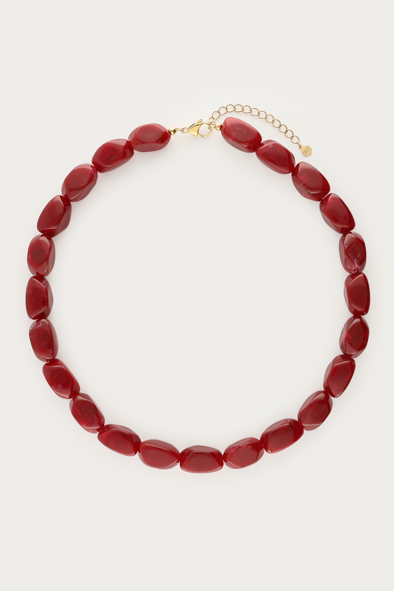Burgundy statement necklace with oval beads