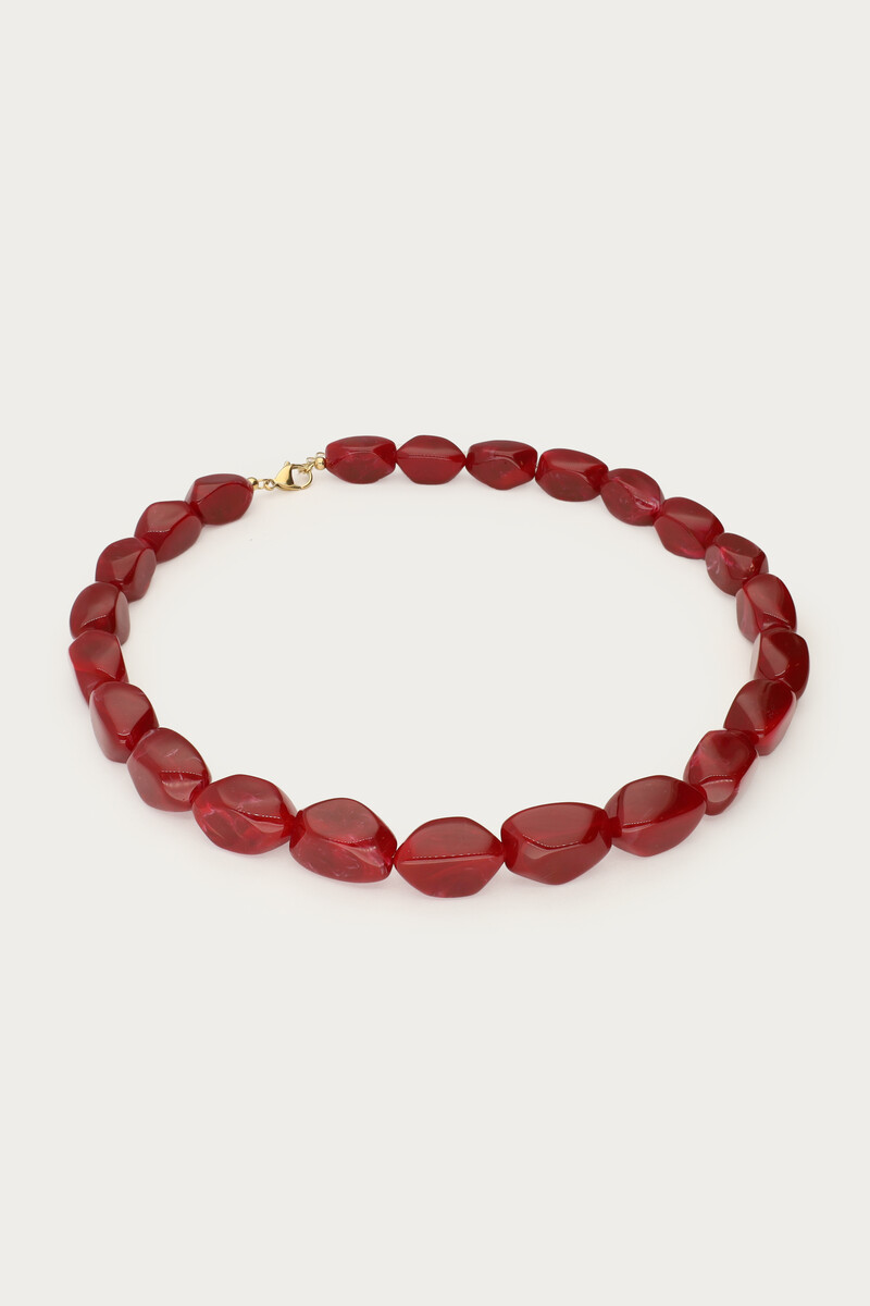Burgundy statement necklace with oval beads | My Jewellery